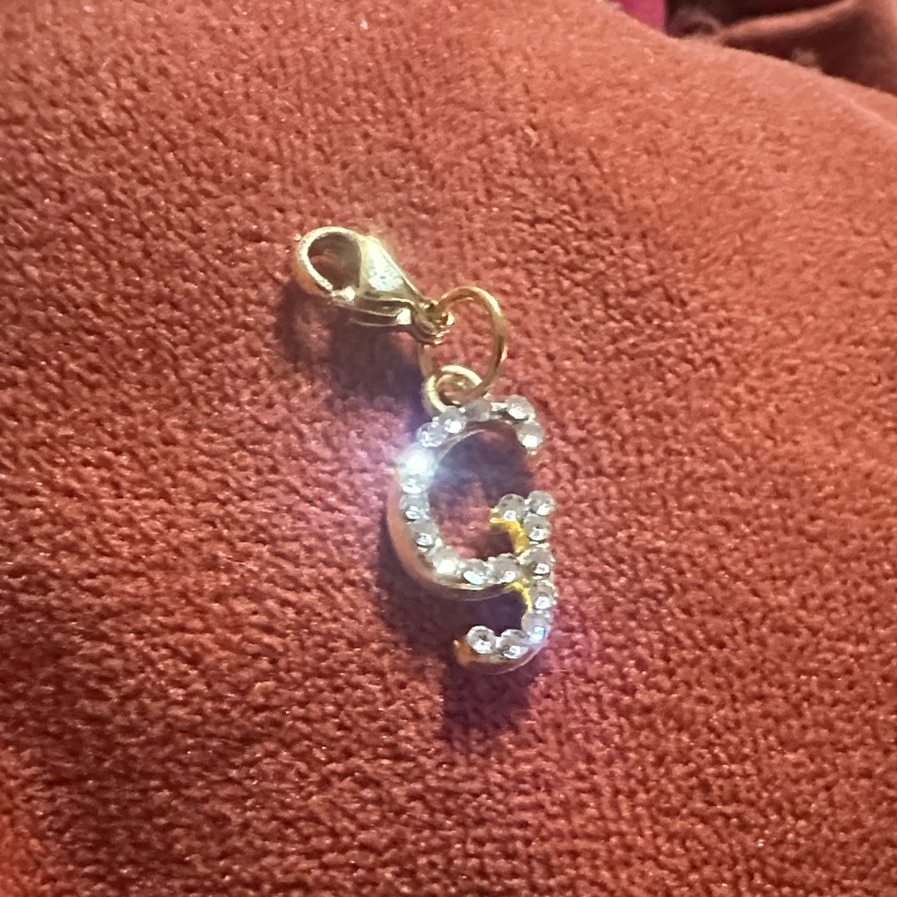Swarovski Gold and Swarovski Crystal Initial “G” Charm